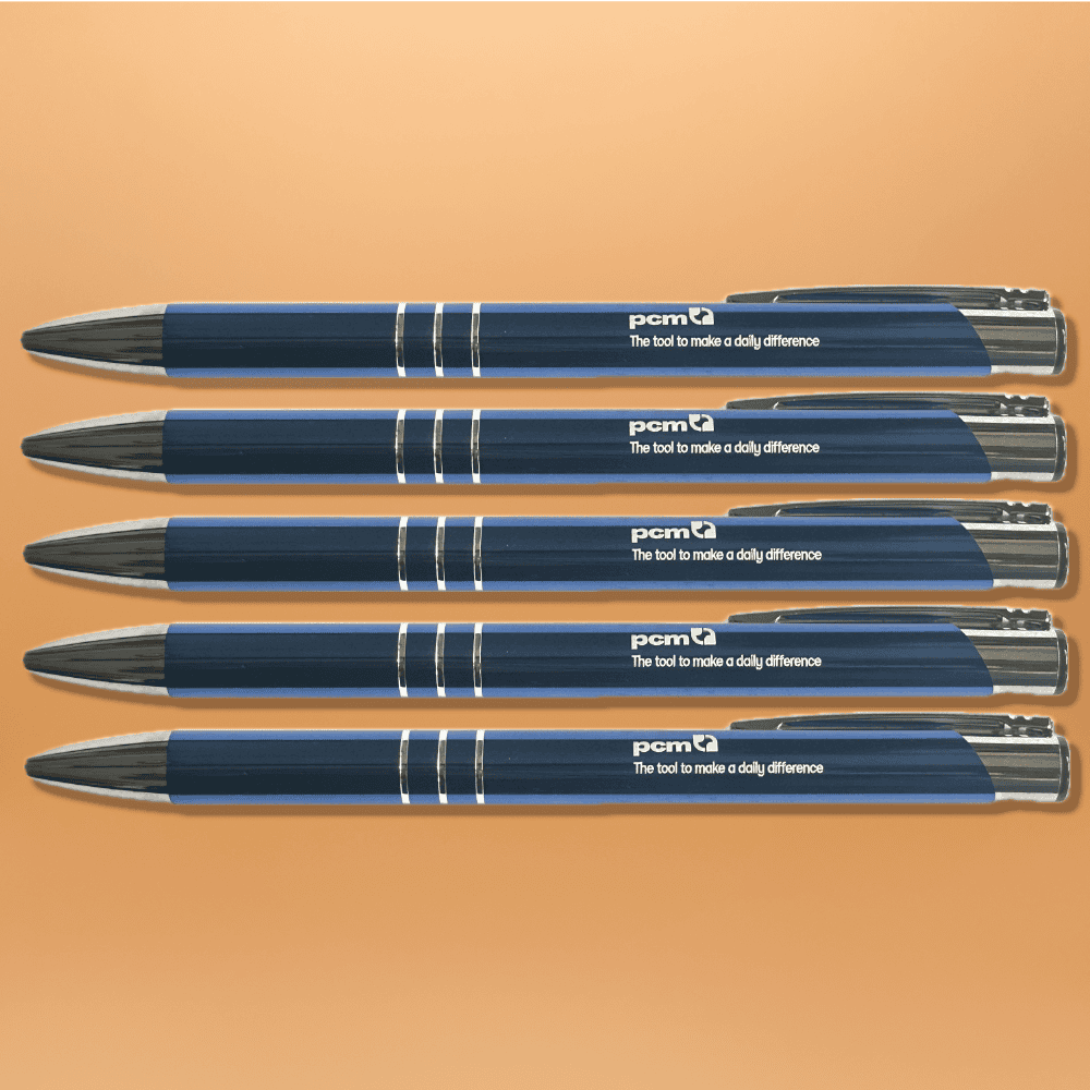 PCM-Kugelschreiber Blau aus Metall (10er Pack)